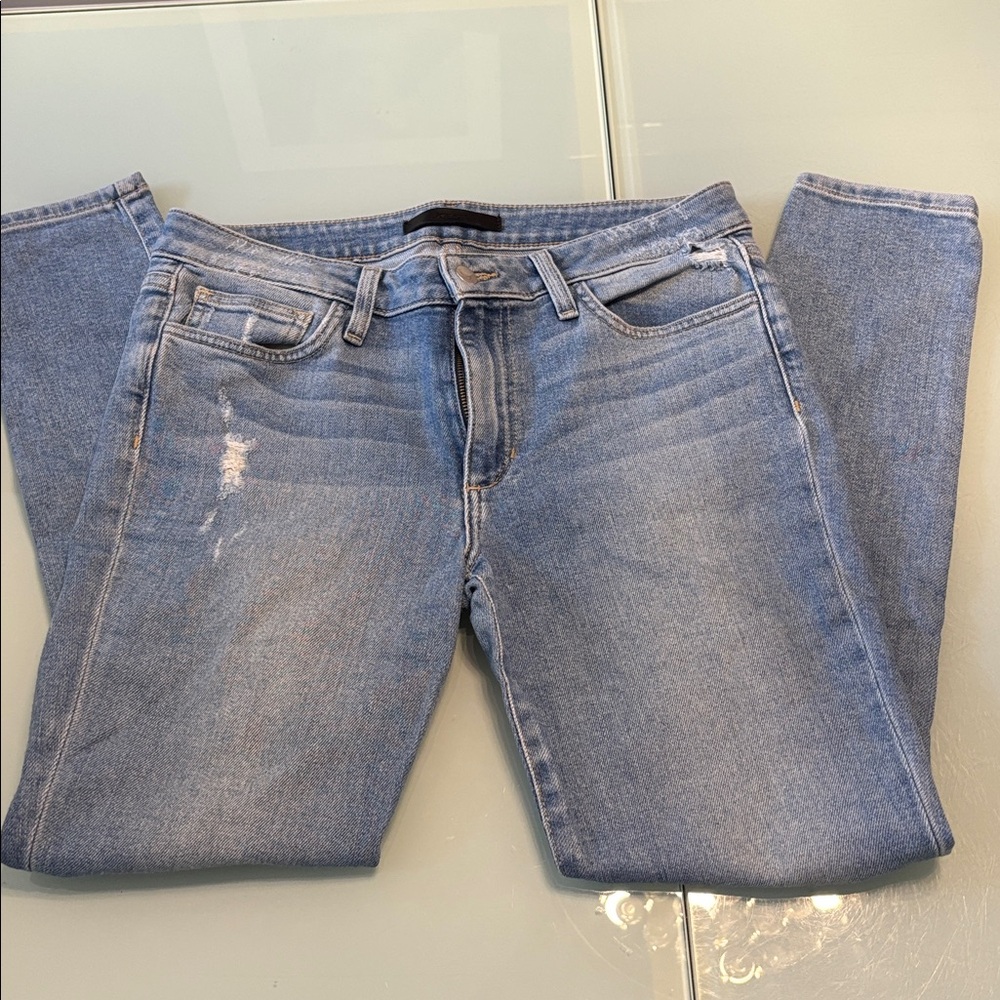 Joe’s women’s The Icon Distressed Blue mid rise skinny ankle Jeans W 30